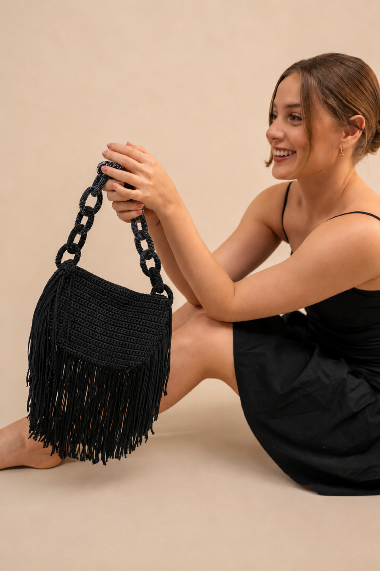 Mini Bag Flecos con Asa de Mostacillas