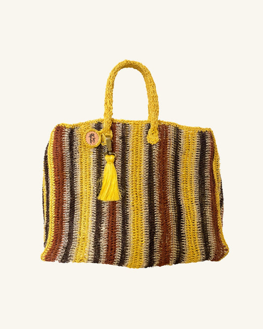 Maxi Tote en Fique Rayas Amarillas