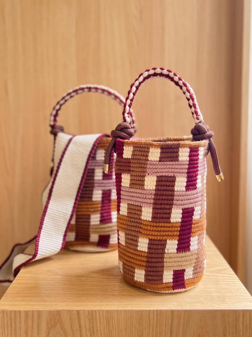 Mochila Tramas Geométricas Cordón Petunia