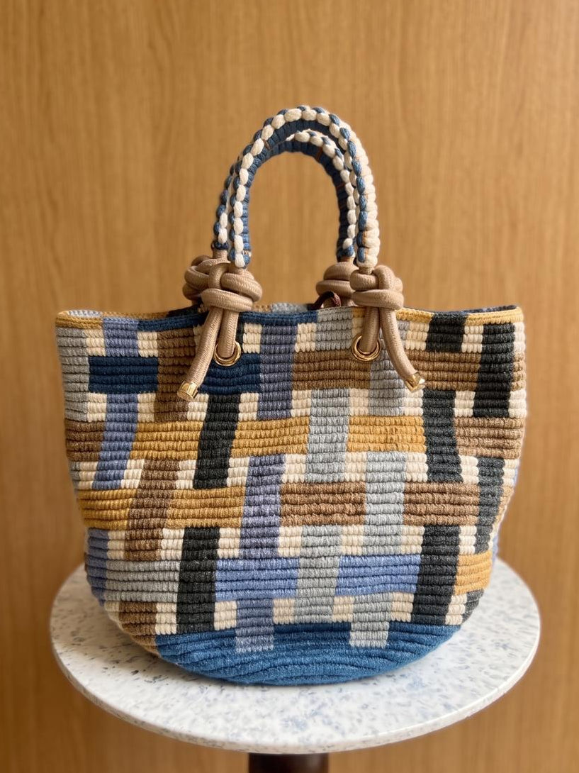 Mochila Tramas Geométricas Cordón Veranera