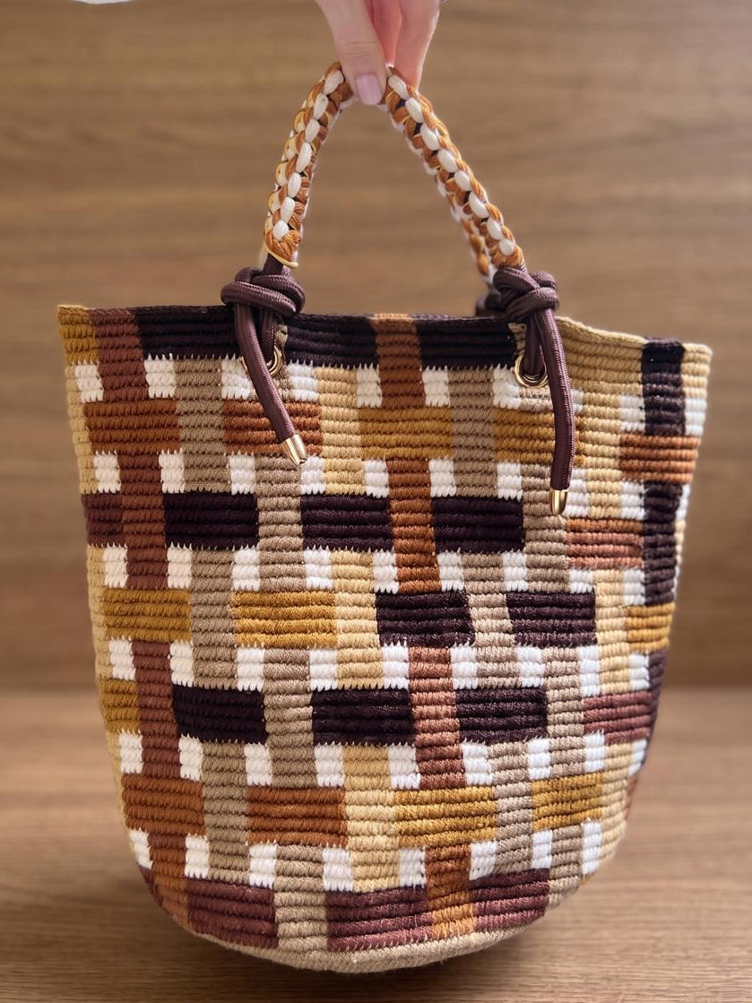 Mochila Tramas Geométricas Cordón Amapola