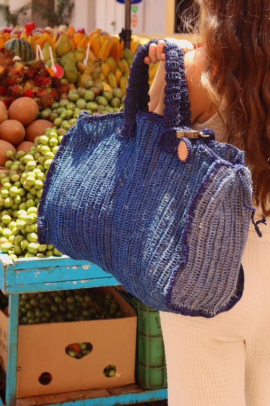 Maxi Tote en Fique Azul
